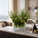 22"Hx29"W Artificial Wax Flower & Rosemary Arrangement w/Rectangular Glass Vase -White/Green - WF9310-GR/WH