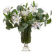 22" Silk Belonica Lily Flower & Sedum Arrangement w/Glass Vase -White/Pink - WF9311-WH/PK