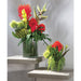 24.5"Hx17"W Artificial Protea, Bromeliad & Grass Flower Arrangement w/Glass Vase -Red/Green - WF9319-RE/GR