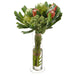 19"Hx11"W Artificial Protea & Skimmia Flower Arrangement w/Glass Vase -Green/Orange - WF9385-GR/OR