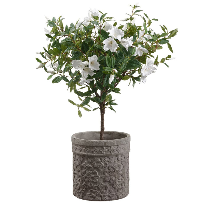 37"Hx28"W Silk Azalea Flower Arrangement w/Planter -White - WF9387-GR/WH