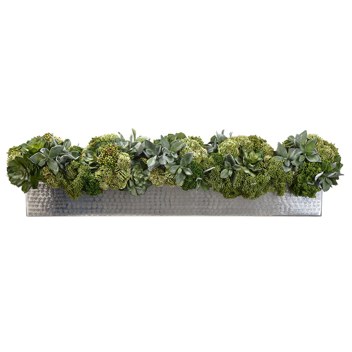 10"Hx40" Artificial Succulent & Sedum Plant w/Planter -Green - WF9394-GR