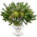 18"Hx19" Artificial Echeveria Succulent Plant & Protea Flower w/Glass Vase -Green - WF9404-GR