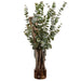 47" Silk Eucalyptus Plant & Branches Arrangement w/Glass Vase -Green - WF9414-GR