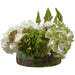14"Hx19"W Silk Hydrangea, Rose & Lupinus Flower Arrangement w/Glass Vase -Green/White - WF9417-GR/WH