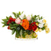 16"Hx25"W Ranunculus, Peony & Lemon Silk Flower Arrangement w/Glass Vase -Cream/Green - WF9518-CR/GR