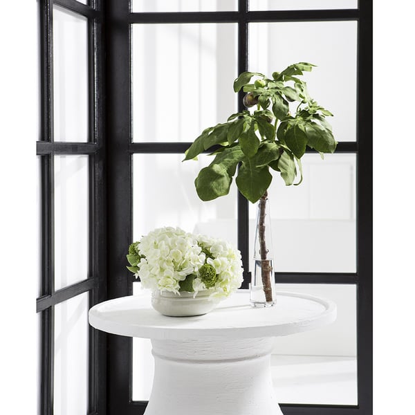10"Hx16"W Hydrangea & Sedum Silk Flower Arrangement w/Planter -Cream/Green - WF9520-CR/GR