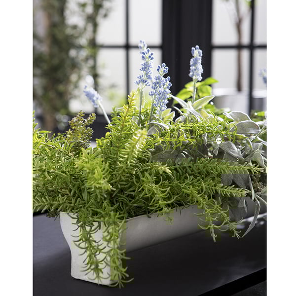 13"Hx46"W Mixed Silk Sage, Mint & Lavender Herbs w/Container -Green/Lavender - WF9522-GR/LV