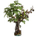 36"Hx35"W Artificial Fig Branches w/Glass Vase -Green/Burgundy - WF9528-GR/BU