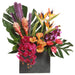 34"Hx31"W Orchid, Hawaiian Ginger & Bird Of Paradise Silk Flower Arrangement w/Planter -Purple/Orange - WF9535-PU/OR