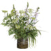 37"Hx37"W Queens Anne's Lace, Foxglove & Grass Silk Flower Arrangement w/Glass Vase -White/Pink - WF9588-WH/PK