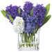 11.5"Hx15"W Hyacinth Silk Flower Arrangement w/Glass Vase -Purple/White - WF9590-PU/WH