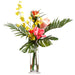 24"Hx24"W Silk Mixed Troipical Flower Arrangement w/Glass Vase -Mixed Colors - WF9602-MX