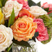 12"Hx22"W Mixed Real Touch Rose, Skimmia & Shikiba Leaf Silk Flower Arrangement w/Glass Vase -Mixed Colors - WF9605-MX