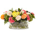 12"Hx22"W Mixed Real Touch Rose, Skimmia & Shikiba Leaf Silk Flower Arrangement w/Glass Vase -Mixed Colors - WF9605-MX