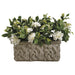 17.5" Silk Gardenia Flower Arrangement w/Stone Pot -Cream/Green - WF9832-CR/GR