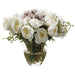 8" Mini Silk Rose Flower Arrangement w/Glass Vase -Cream/Lilac - WF9836-CR/LI