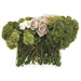 13" Artificial Sedum & Rose Flower Arrangement w/Rectangular Glass Vase -Green/Lilac - WF9837-GR/LI