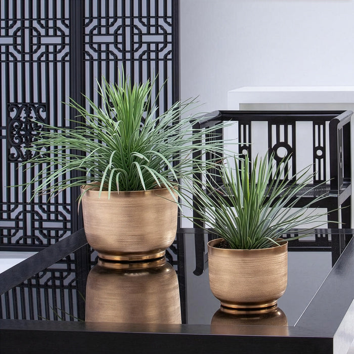 15"Hx16"W Artificial Whipple Yucca Plant w/Textured Planter -Green/Gray - WP0692-GR/GY