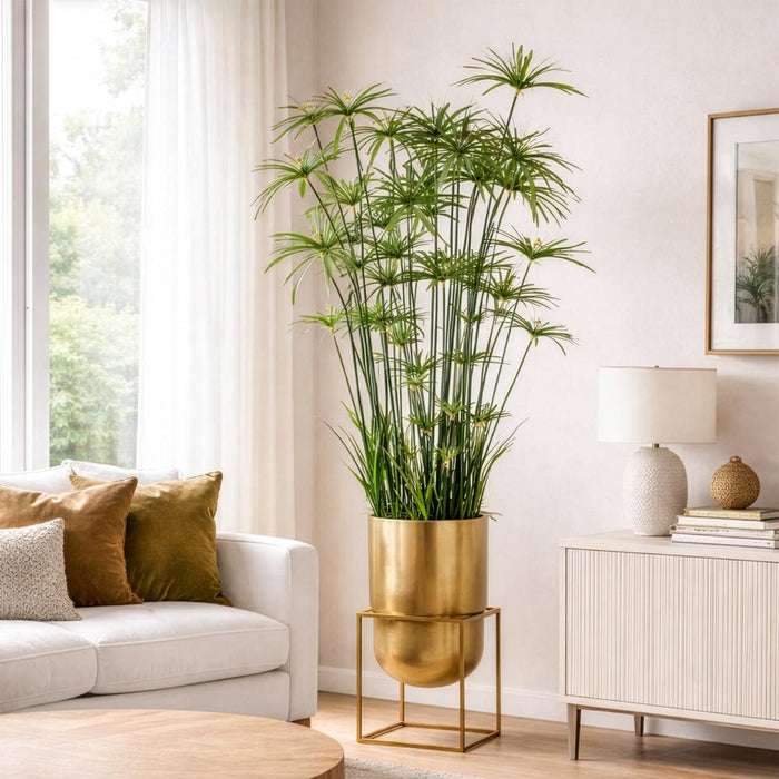7'8" Artificial Papyrus Grass Plant w/Matte Planter & Stand -Green - WP0701-GR