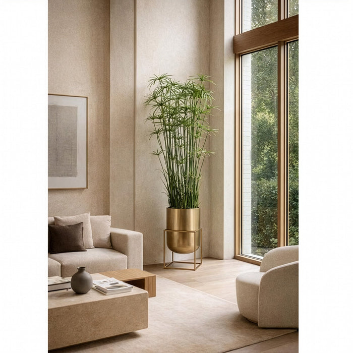 7'8" Artificial Papyrus Grass Plant w/Matte Planter & Stand -Green - WP0701-GR