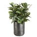 36" Artificial Rubber Leaf Plant w/Textured Zinc Planter -Green - WP0702-GR