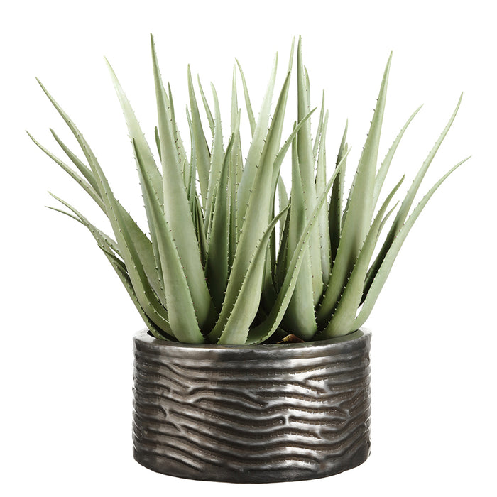 28"Hx28"W Artificial Agave Plant w/Ribbed Planter -Green - WP0714-GR