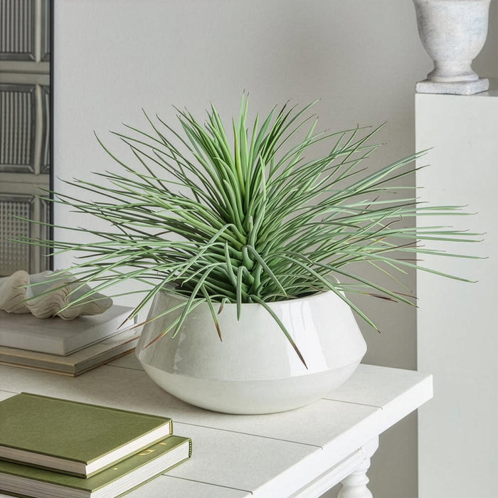 20" Artificial Whipple Yucca Plant w/Iron Planter -Flocked Green - WP0722-GR/FK