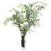 40"Hx40"W Italian Ruscus Tree Branch Silk Arrangement w/Glass Vase -Green/Gray - WP0726-GR/GY