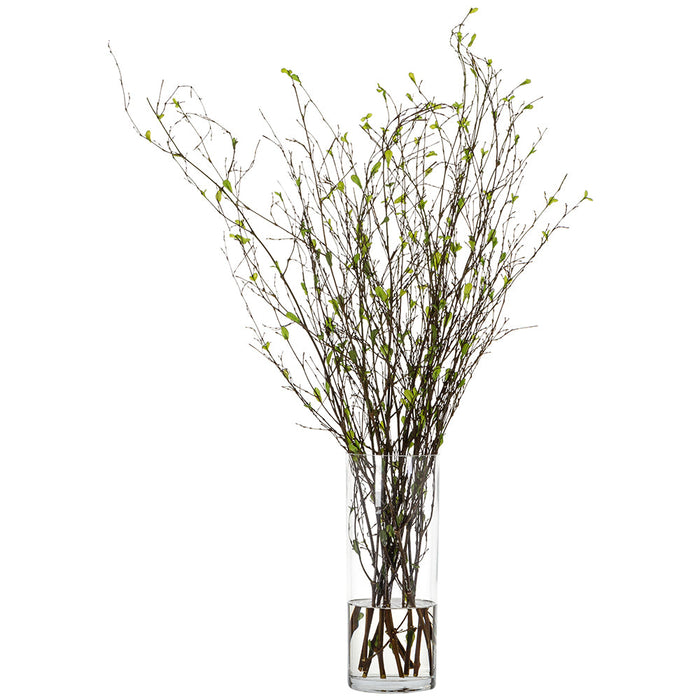 40"Hx21"W Mini Leaves Artificial Arrangement w/Glass Vase -Green - WP0732-GR