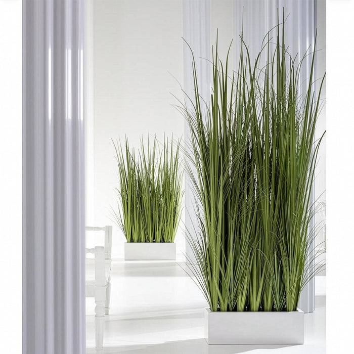 5'1"Hx30"W Wild Grass Wall Divider Artificial Plant w/White Fiberglass Planter -Light Green - WP0734-GR/LT