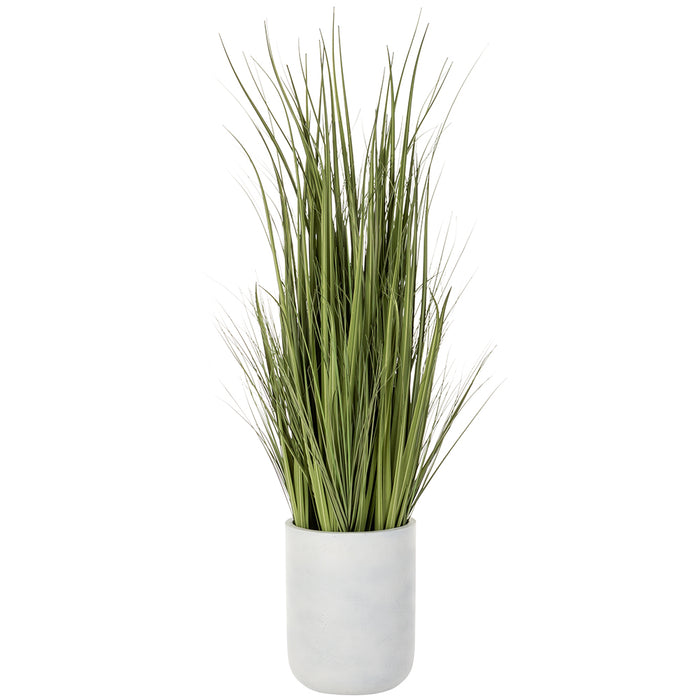 5'4"Hx15"W Wild Grass Artificial Plant w/White Cement Planter -Light Green - WP0738-GR/LT