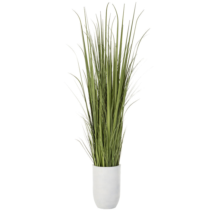 7'2"Hx14"W Wild Grass Artificial Plant w/White Cement Planter -Light Green - WP0740-GR/LT