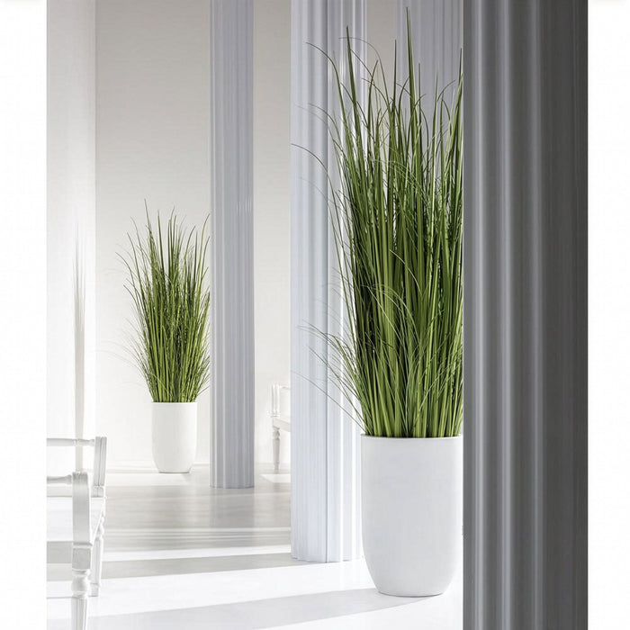 7'1"Hx17"W Wild Grass Artificial Plant w/White Cement Planter -Light Green - WP0742-GR/LT