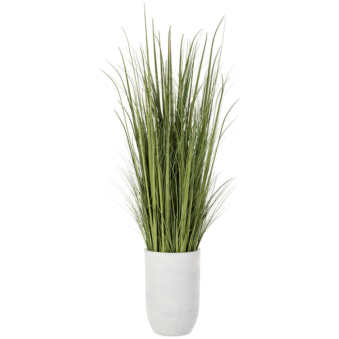 7'1"Hx17"W Wild Grass Artificial Plant w/White Cement Planter -Light Green - WP0742-GR/LT