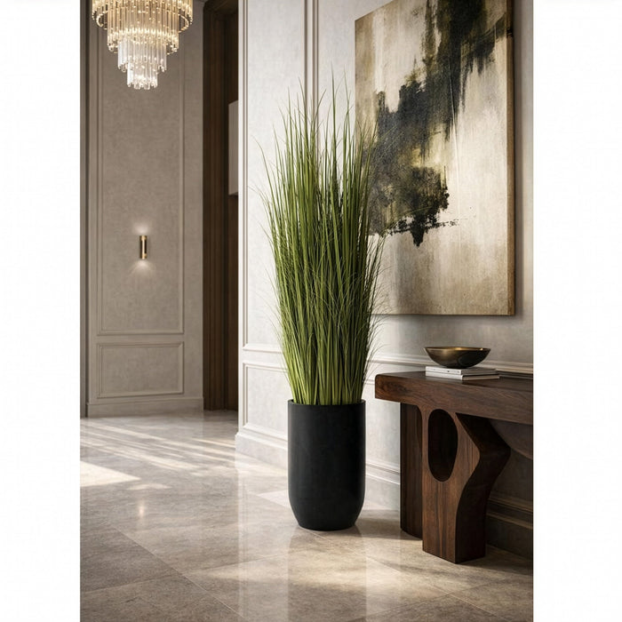 8'Hx20"W Wild Grass Artificial Plant w/Black Cement Planter -Light Green - WP0743-GR/LT