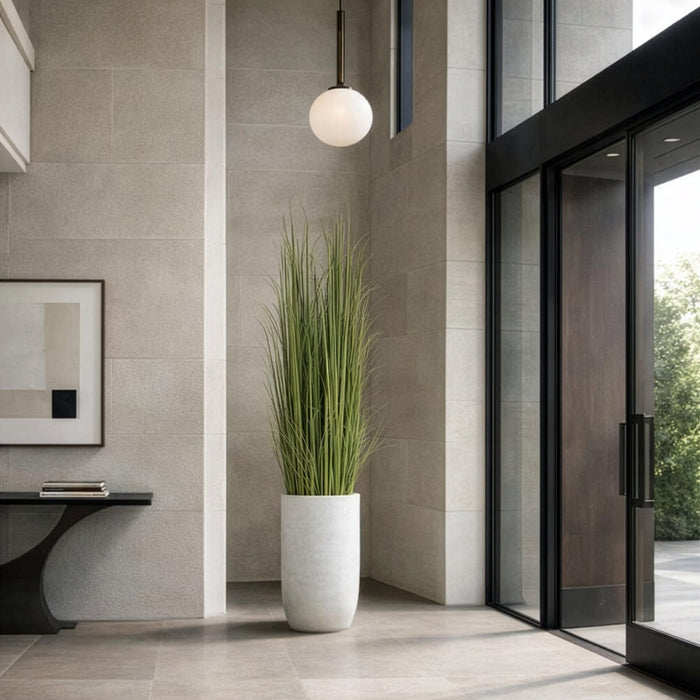 8'Hx20"W Wild Grass Artificial Plant w/White Cement Planter -Light Green - WP0744-GR/LT