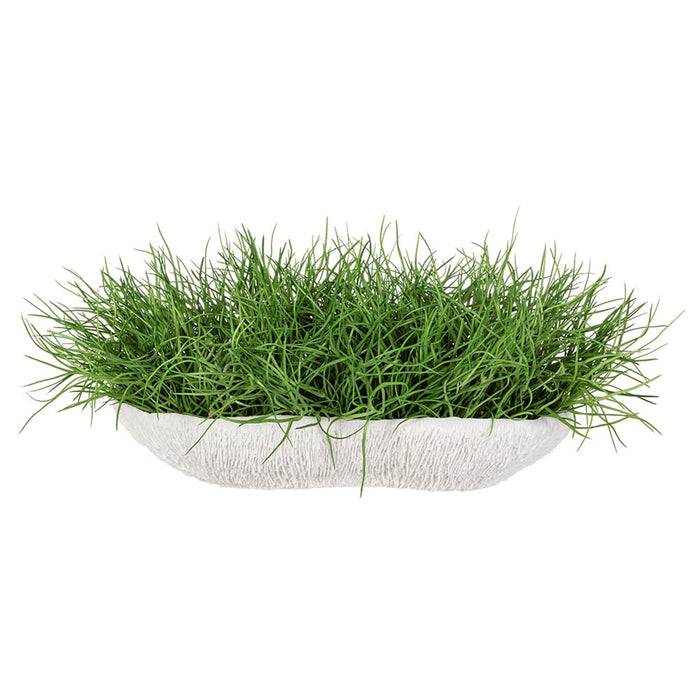 10"Hx26"W Soft-Touch Grass Artificial Plant w/Low Coral Vase -Green - WP0745-GR