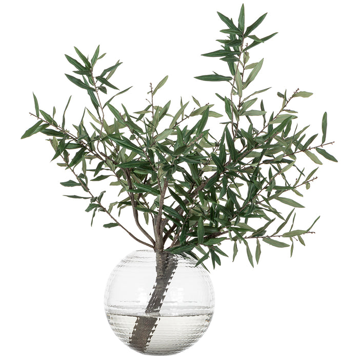 34"Hx37"W Olive Tree Branch Silk Arrangement w/Glass Vase -Green - WP0746-GR