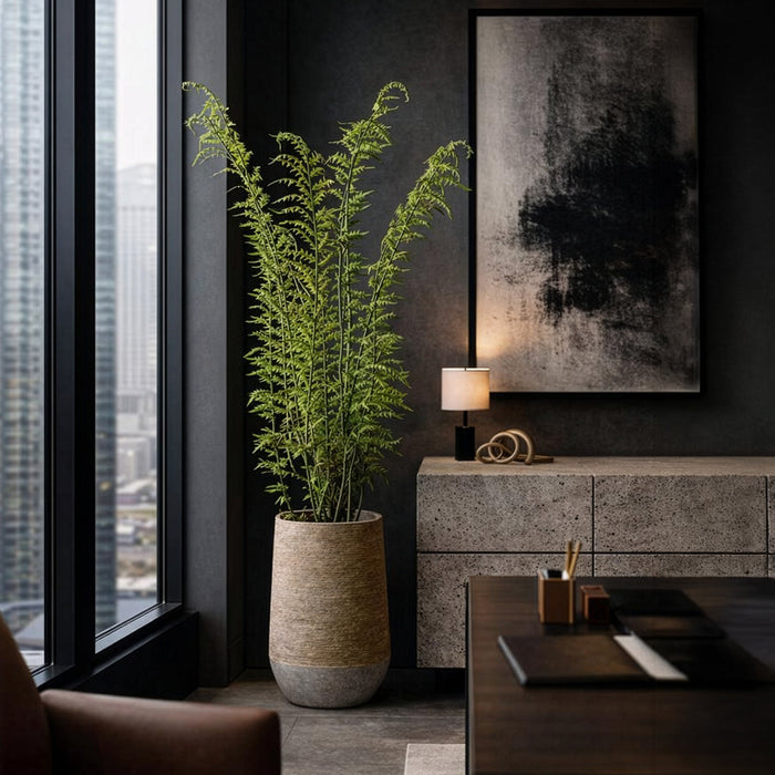 5'6"Hx32"W Fern Artificial Plant w/Cement Planter -Green - WP0751-GR