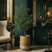 4'4"Hx38"W Olive Leaf Artificial Tree w/Cement Planter -Green - WP0753-GR