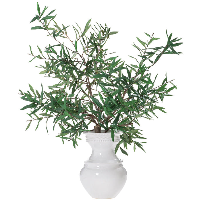 3'8"Hx40"W Olive Branch Artificial Tree w/Ceramic Vase -Green - WP0755-GR