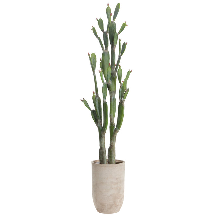7'6"Hx22"W Bunny Ear Cactus Artificial Plant w/Cement Planter -Green - WP0759-GR