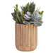 16"Hx12"W Mixed Succulent Garden Artificial Plant w/Wood Planter -2 Tone Green - WP0777-GR/TT