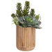 22"Hx15"W Mixed Succulent Garden Artificial Plant w/Wood Planter -2 Tone Green - WP0778-GR/TT