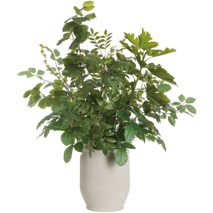 48"Hx42"W Mixed Leaf Silk Plant w/Terra Cotta Planter -Green - WP0786-GR