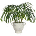 34"Hx32"W Split Philodendron Monstera Leaf Silk Plant w/Fiber Cement Planter -Green - WP0787-GR