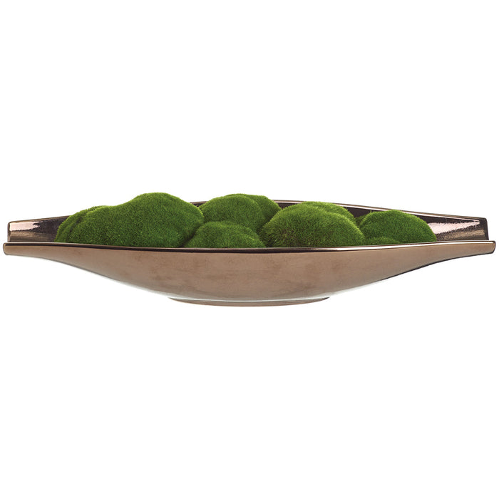 4"Hx18"W Artificial Moss Arrangement w/Ceramic Plate -Green - WP0789-GR