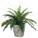 19" Boston Fern Leaf Silk Plant w/Cement Pot -Green - WP1042-GR