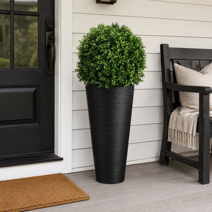 3'8" Boxwood Ball-Shaped Artificial Topiary Tree w/Bamboo Container -Green - WP7667-GR